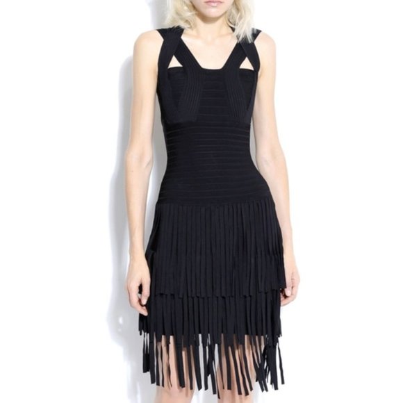 Gracia Dresses & Skirts - Gracia Black Bandage Fringe Hem Dress